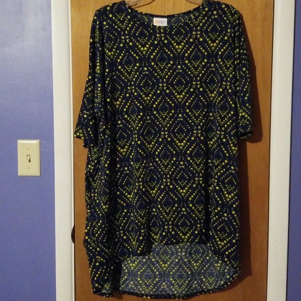 LulaRoe blue and yellow Irma